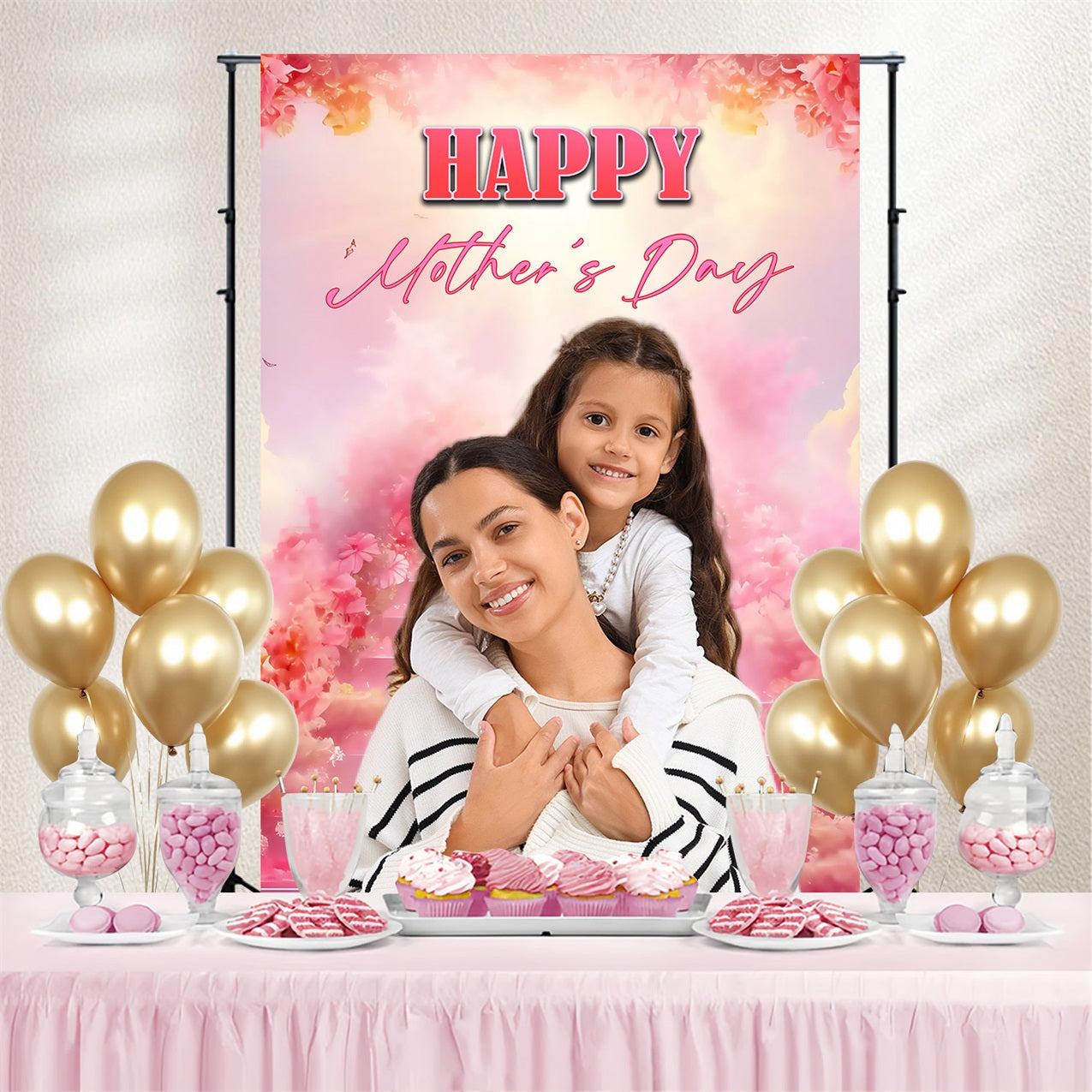 Mothers Day Photo Backdrops Pink Blossom Clouds Customized Backdrop UK MRR3-77