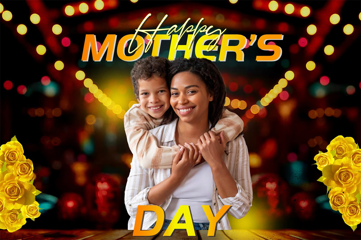 Backdrop For Mothers Day Yellow Rose Glow Personalized Backdrop UK MRR3-83