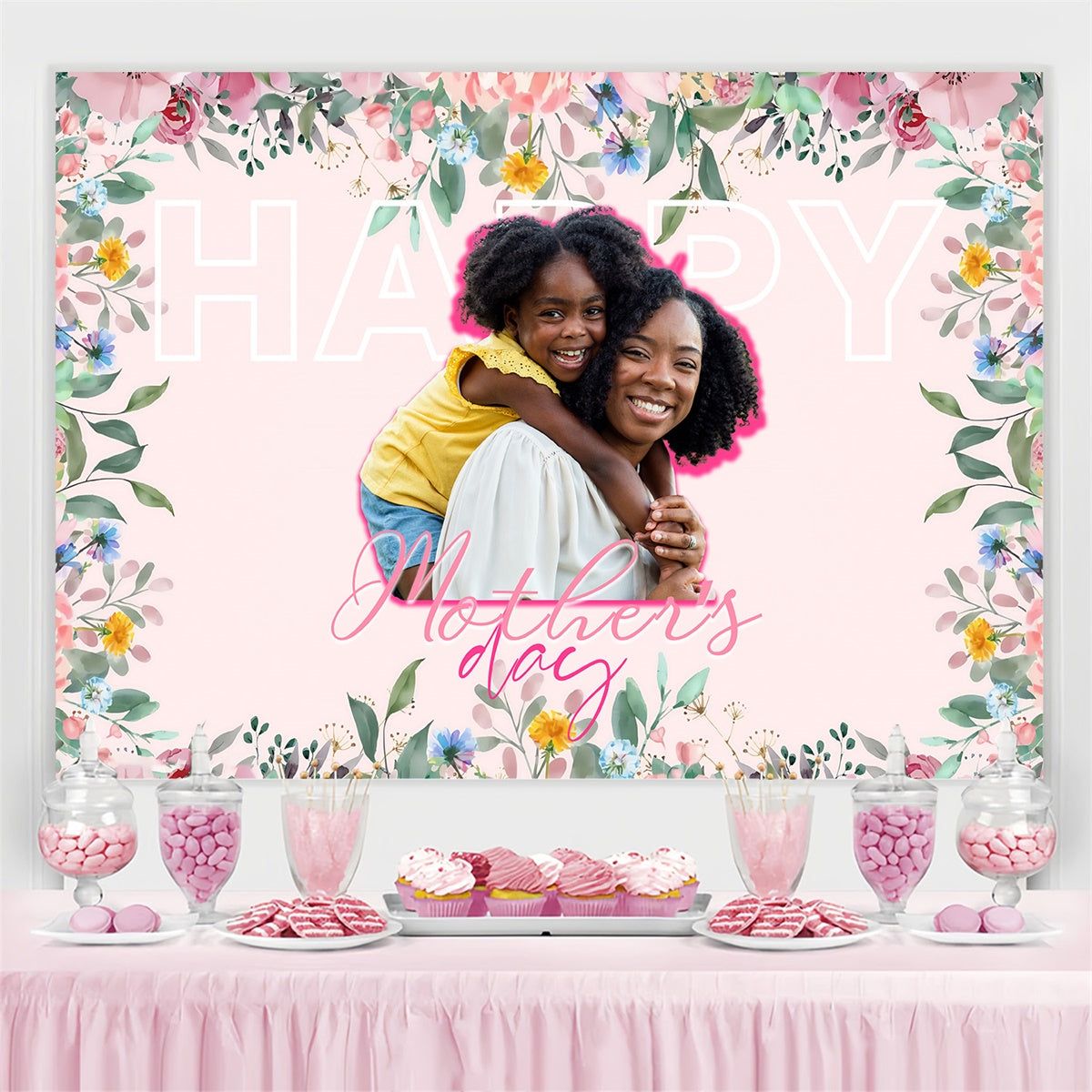 Mothers Day Backdrops Pastel Blooms Celebration Custom Backdrop UK MRR3-89