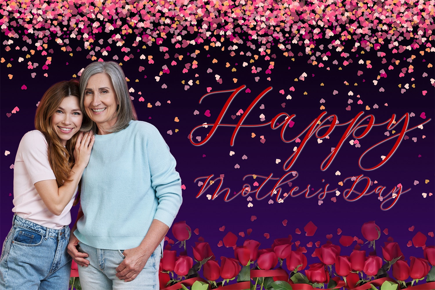 Mother's Day Backdrop Romantic Night Rose Customized Backdrop UK MRR3-92