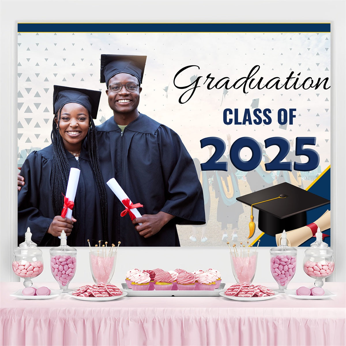 Custom Graduation Photo Backdrop Modern Clean Graduation Party Backdrop UK MRR4-14