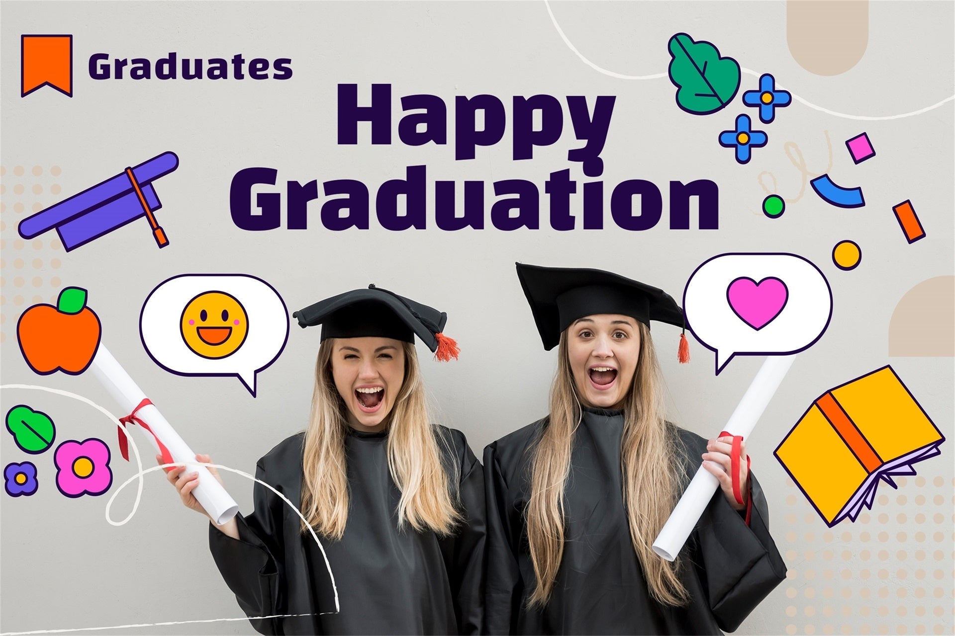 2025 Custom Graduation Backdrop Colorful Doodle Graduation Party Backdrop UK MRR4-17