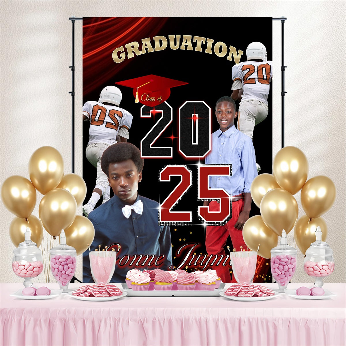 2025 Custom Graduation Backdrop Athletic Theme Graduation Party Backdrop UK MRR4-21