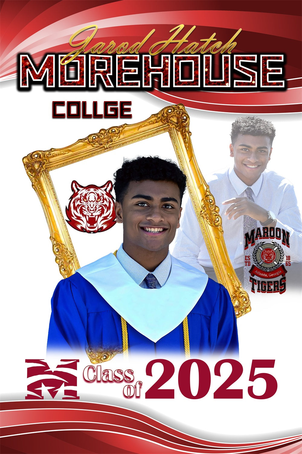 Customized Graduation Backdrop Gold Frame College Graduation Party Backdrop UK MRR4-23