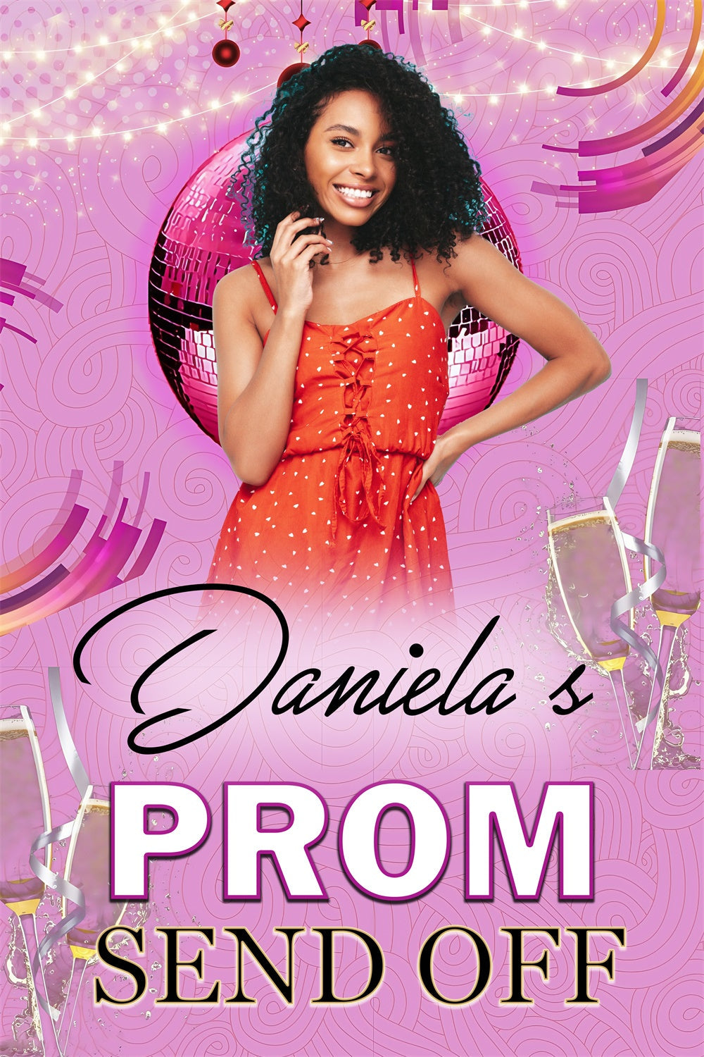 Prom Backdrops Pink Disco Theme Graduation Party Backdrop UK MRR4-26