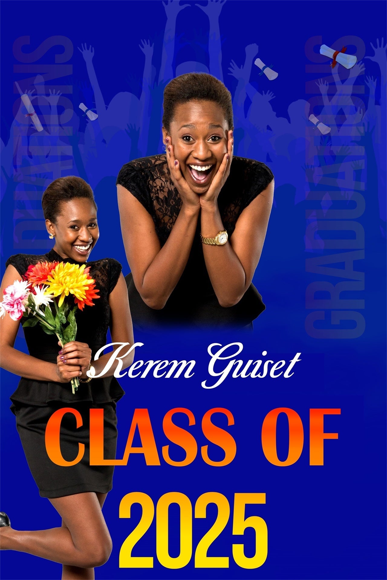 Custom Graduation Backdrop Blue Celebration Graduation Party Backdrop UK MRR4-30