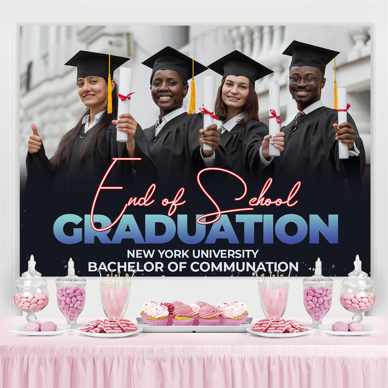 Graduation Photo Backdrop Ideas New York University Customized Party Graduation Backdrop UK MRR4-42