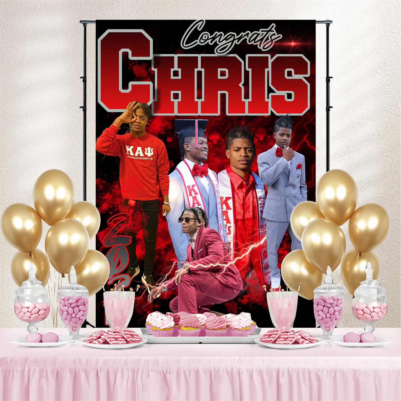 2025 Graduation Backdrop Red Energy Personalized Party Graduation Backdrop UK MRR4-50