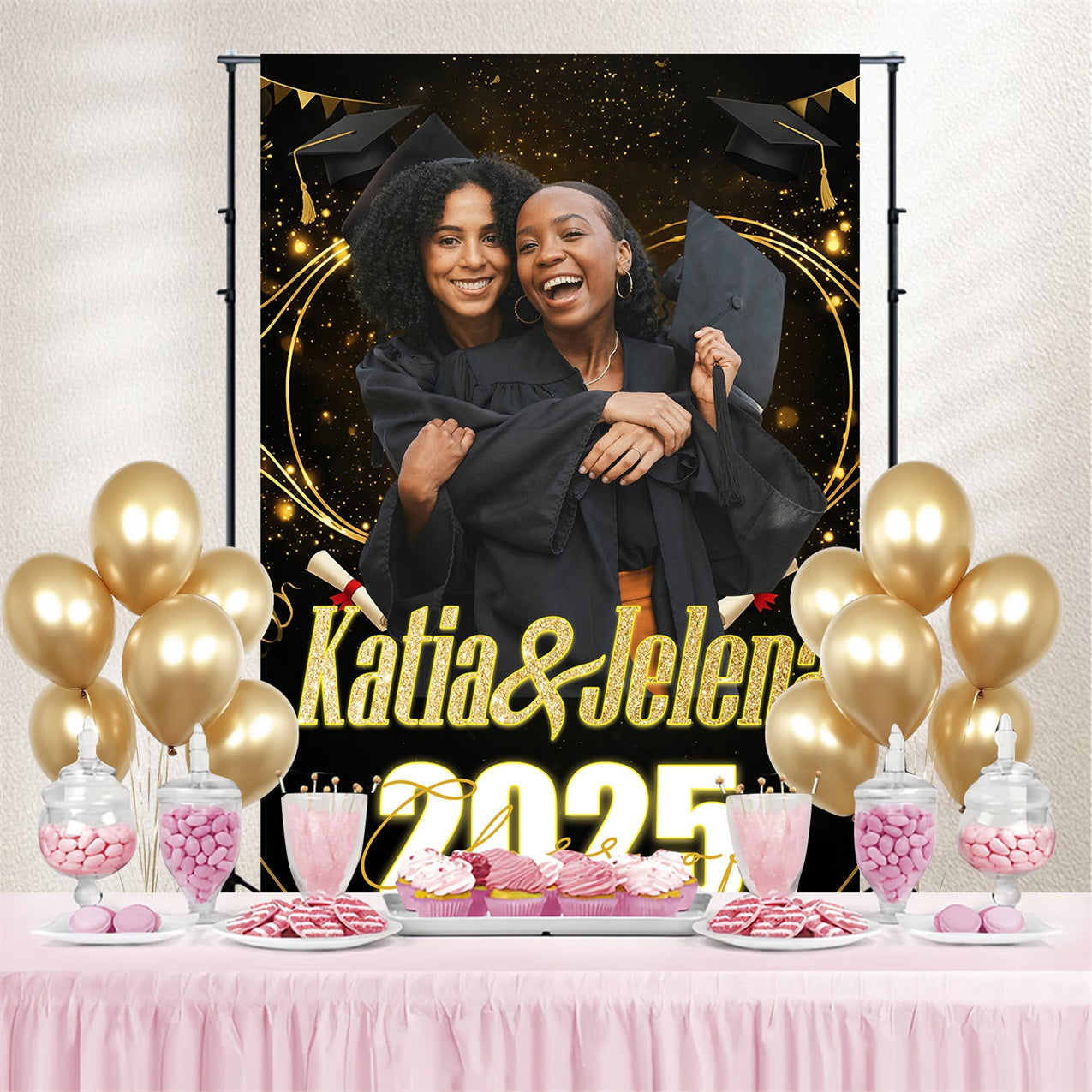 Graduation Backdrop Photoshoot 2025 Glittering Journey Customized Party Graduation Backdrop UK MRR4-51