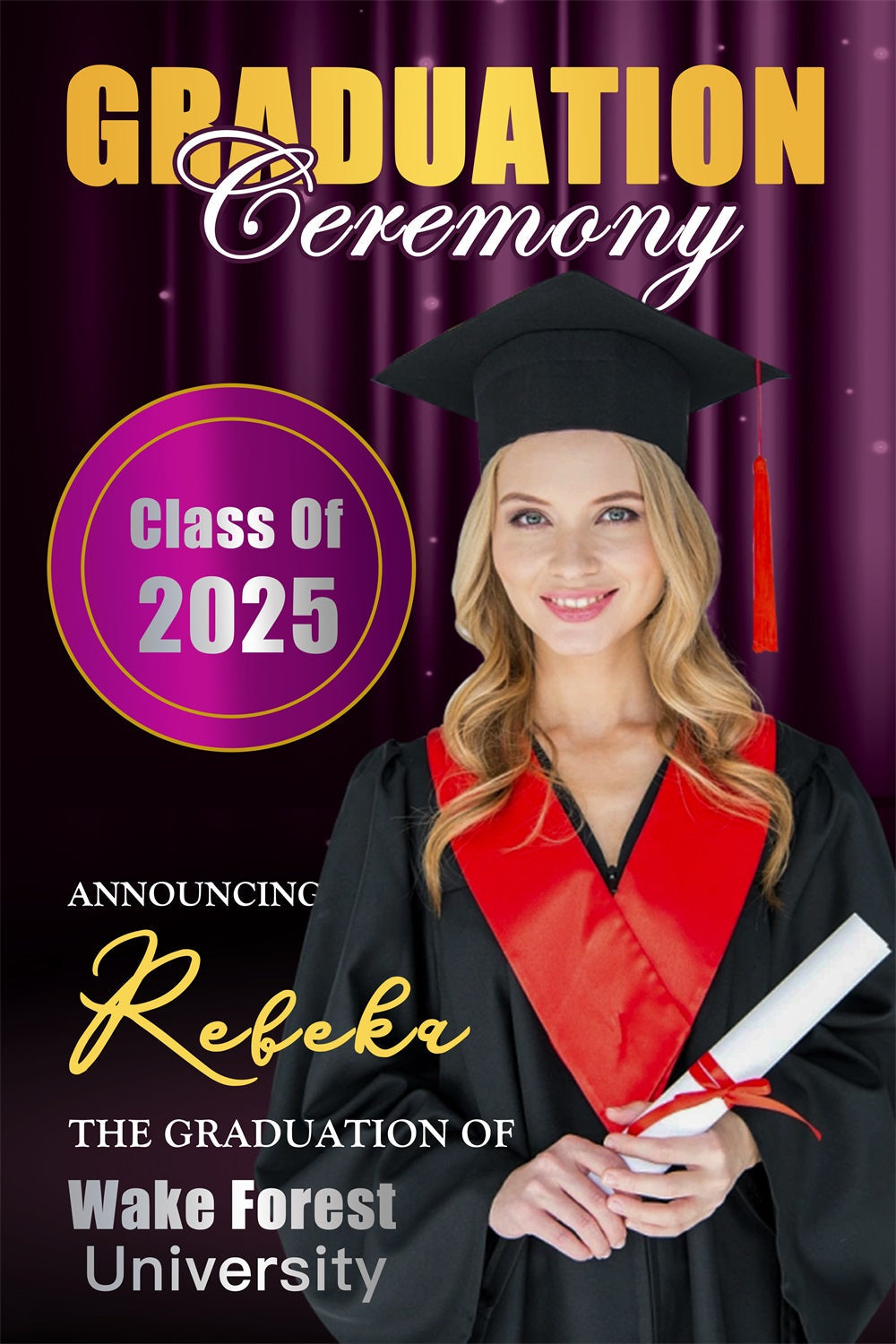 Graduation Backdrop Photoshoot Purple Lights Stage Customized Party Graduation Backdrop UK MRR4-55