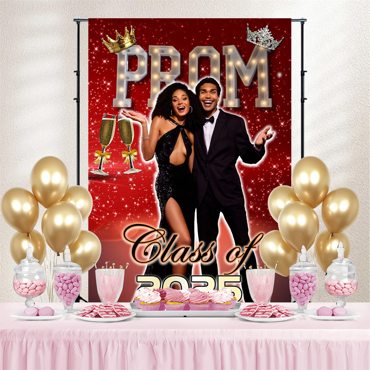 Prom Backdrop Ideas Sparkling Red Champagne Custom Party Graduation Backdrop UK MRR4-57