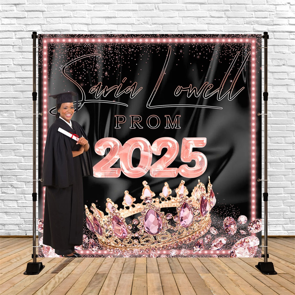 Prom Photo Backdrop Pink Crown Personalized Graduation Party Backdrop UK MRR5-1