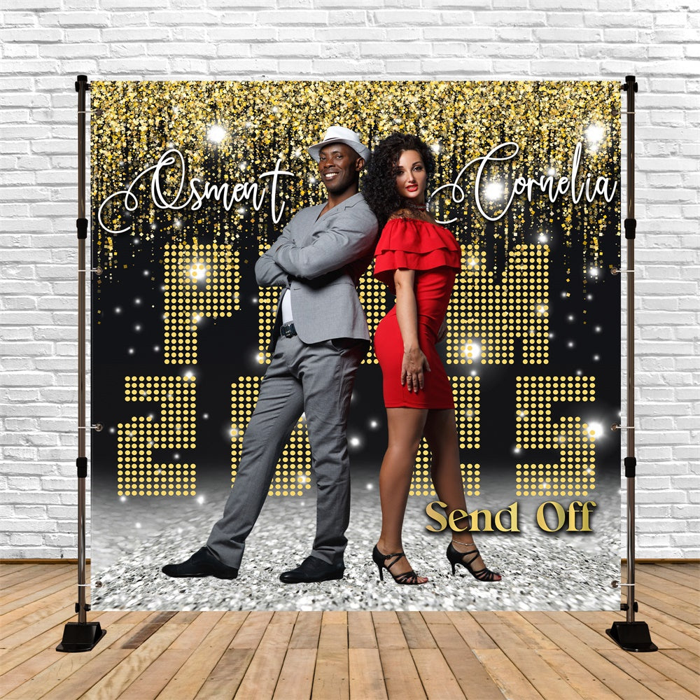 Prom Backdrop Ideas Gold Glam Lights Personalized Graduation Party Backdrop UK MRR5-11