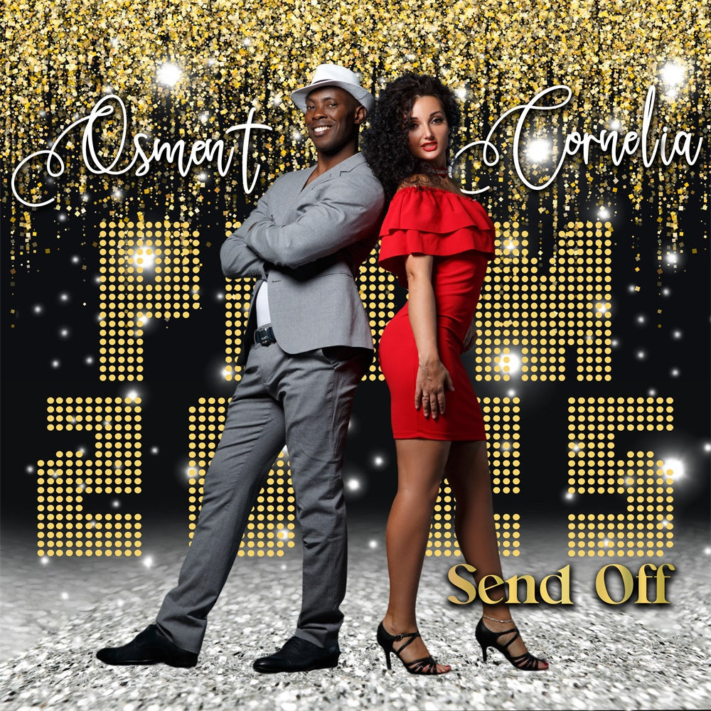 Prom Backdrop Ideas Gold Glam Lights Personalized Graduation Party Backdrop UK MRR5-11