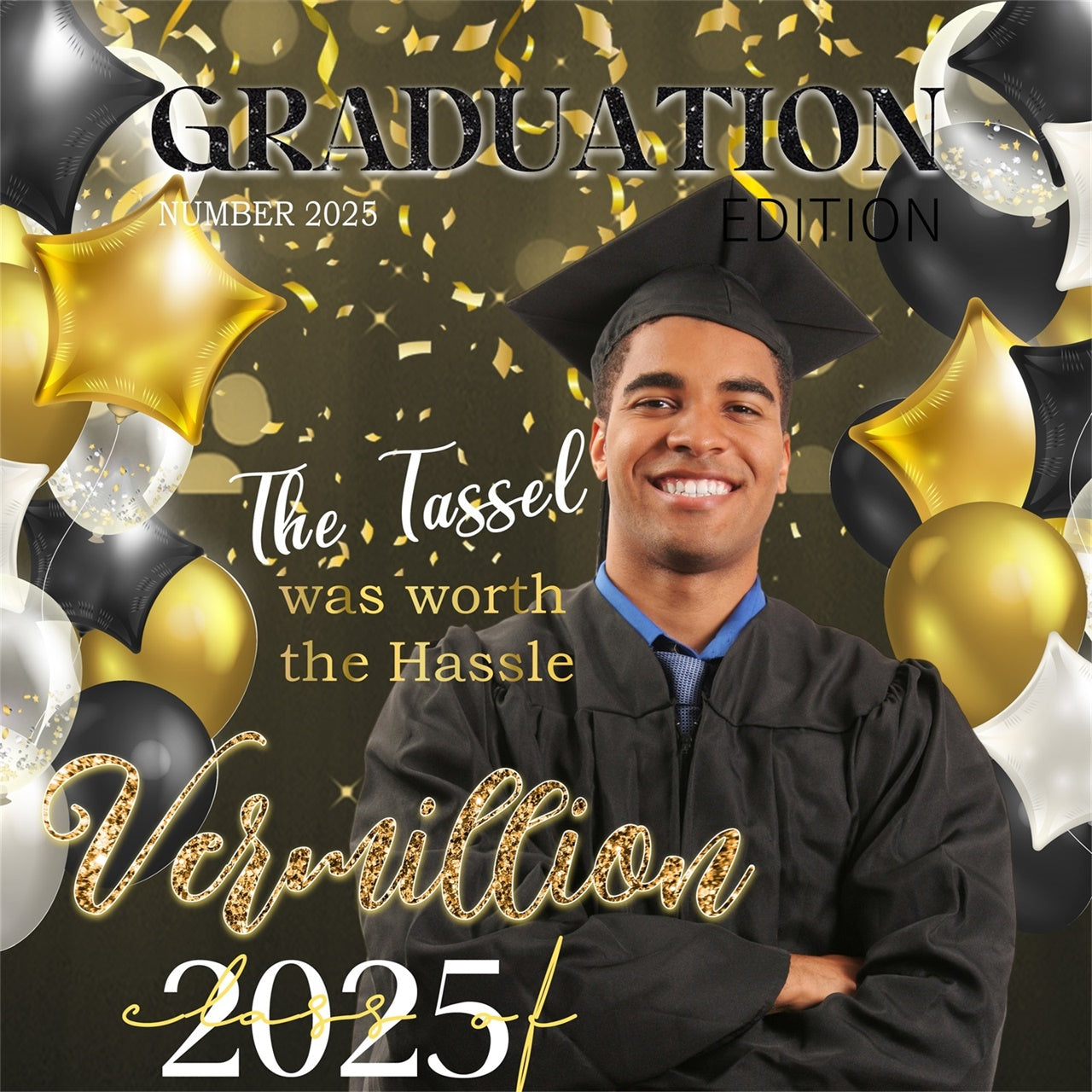 Customized Graduation Backdrop Gold Star Balloons Graduation Party Backdrop UK MRR5-13