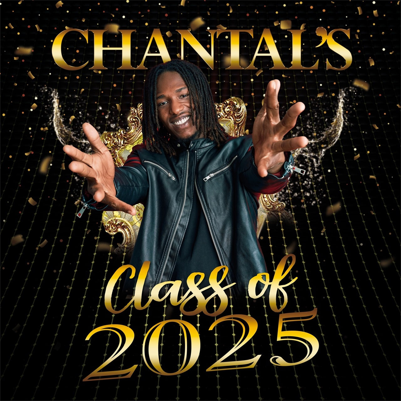 2025 Graduation Backdrop Gold Confetti Customized Graduation Party Backdrop UK MRR5-28