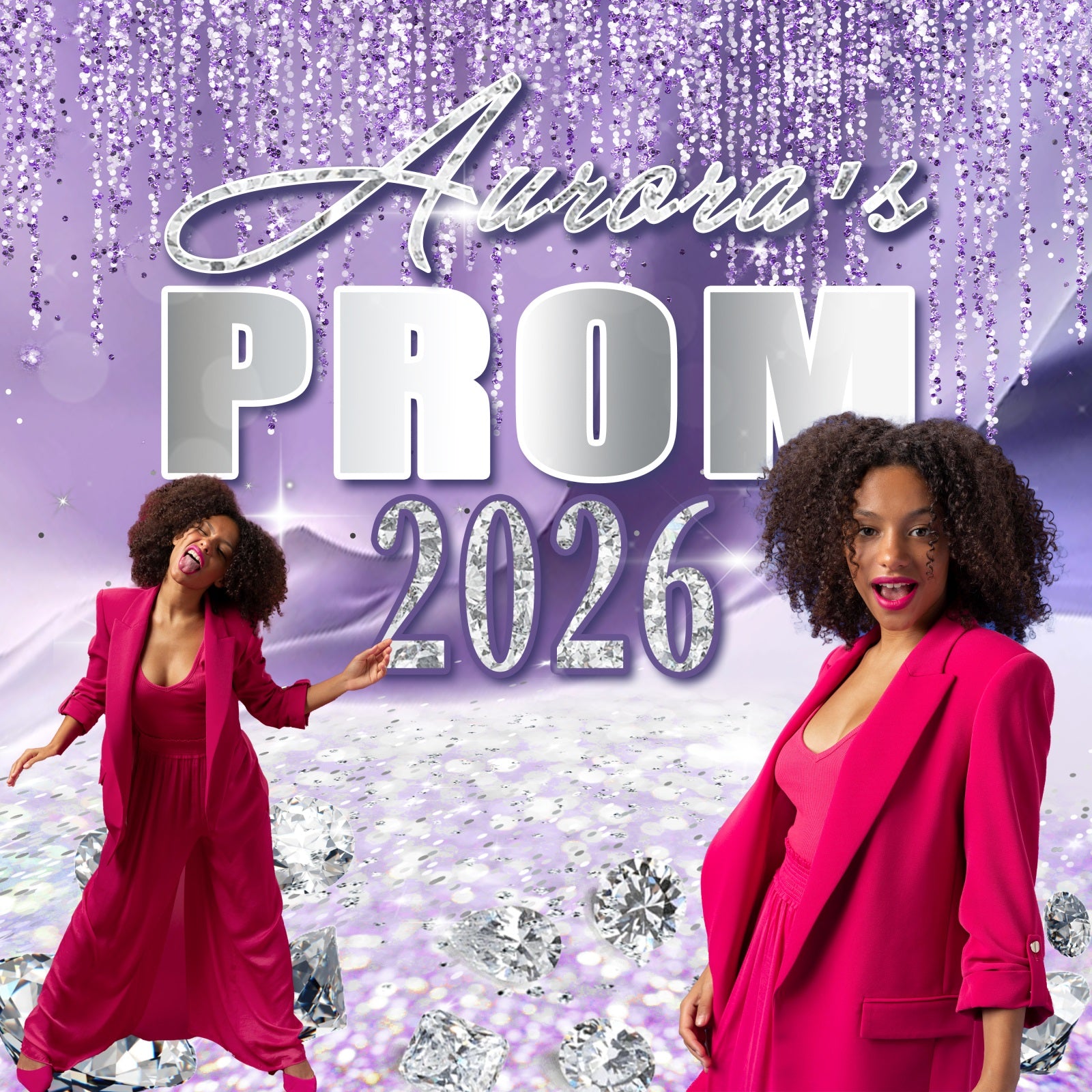 Prom Backdrop Ideas Purple Sparkle Custom Graduation Party Backdrop UK MRR5-2