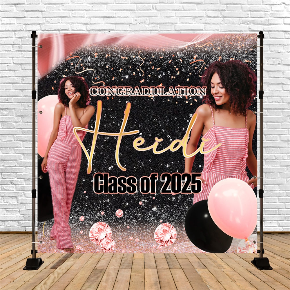 Customized Graduation Backdrop Diamond Confetti Graduation Party Backdrop UK MRR5-31