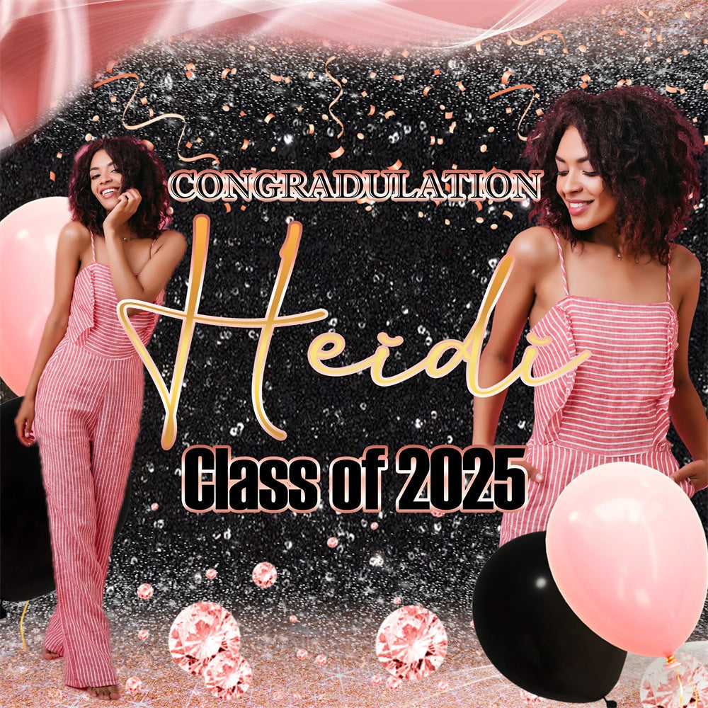 Customized Graduation Backdrop Diamond Confetti Graduation Party Backdrop UK MRR5-31