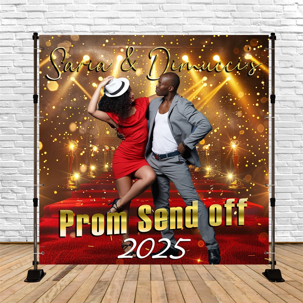 Prom 2025 Backdrop Red Carpet Spotlight Custom Graduation Party Backdrop UK MRR5-37