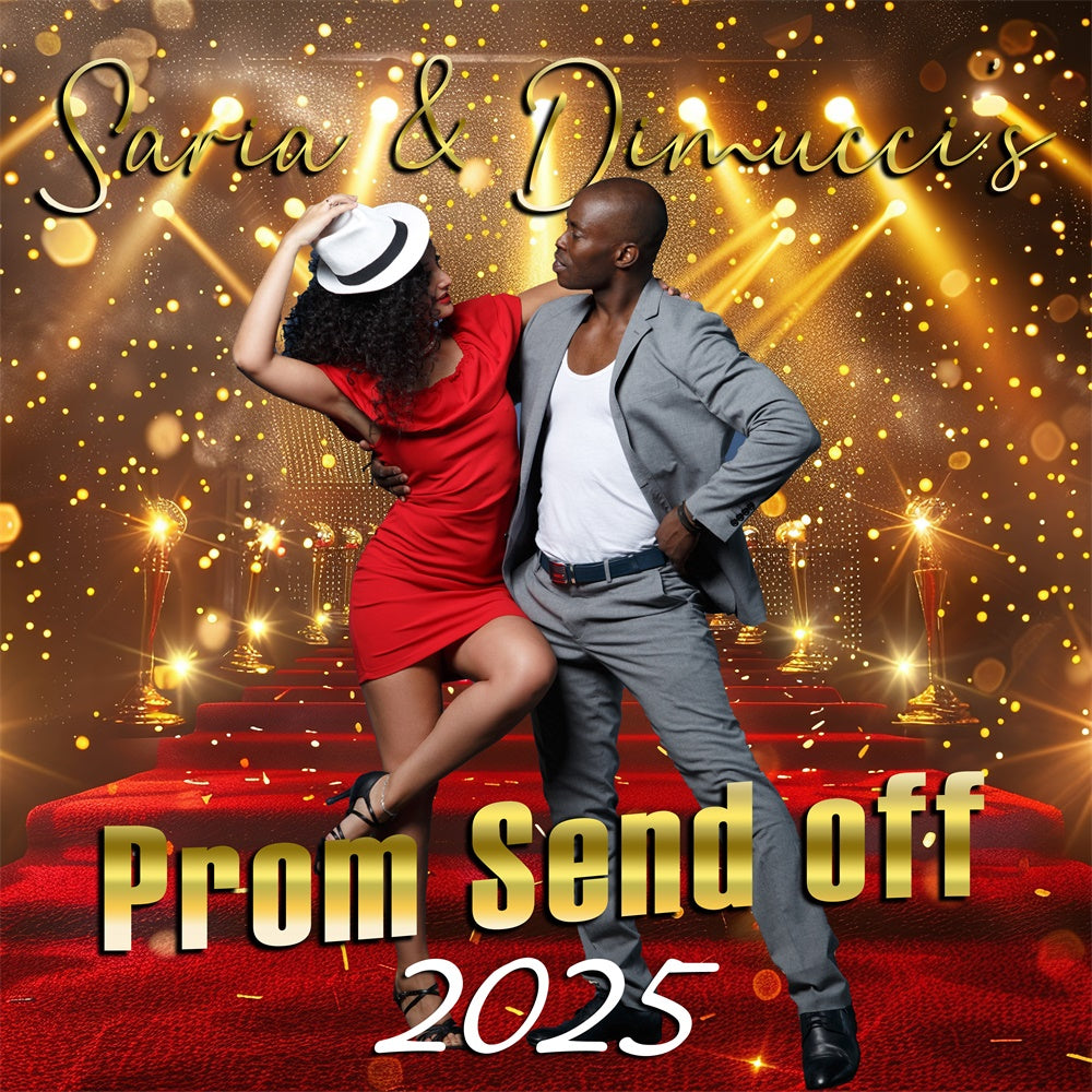 Prom 2025 Backdrop Red Carpet Spotlight Custom Graduation Party Backdrop UK MRR5-37