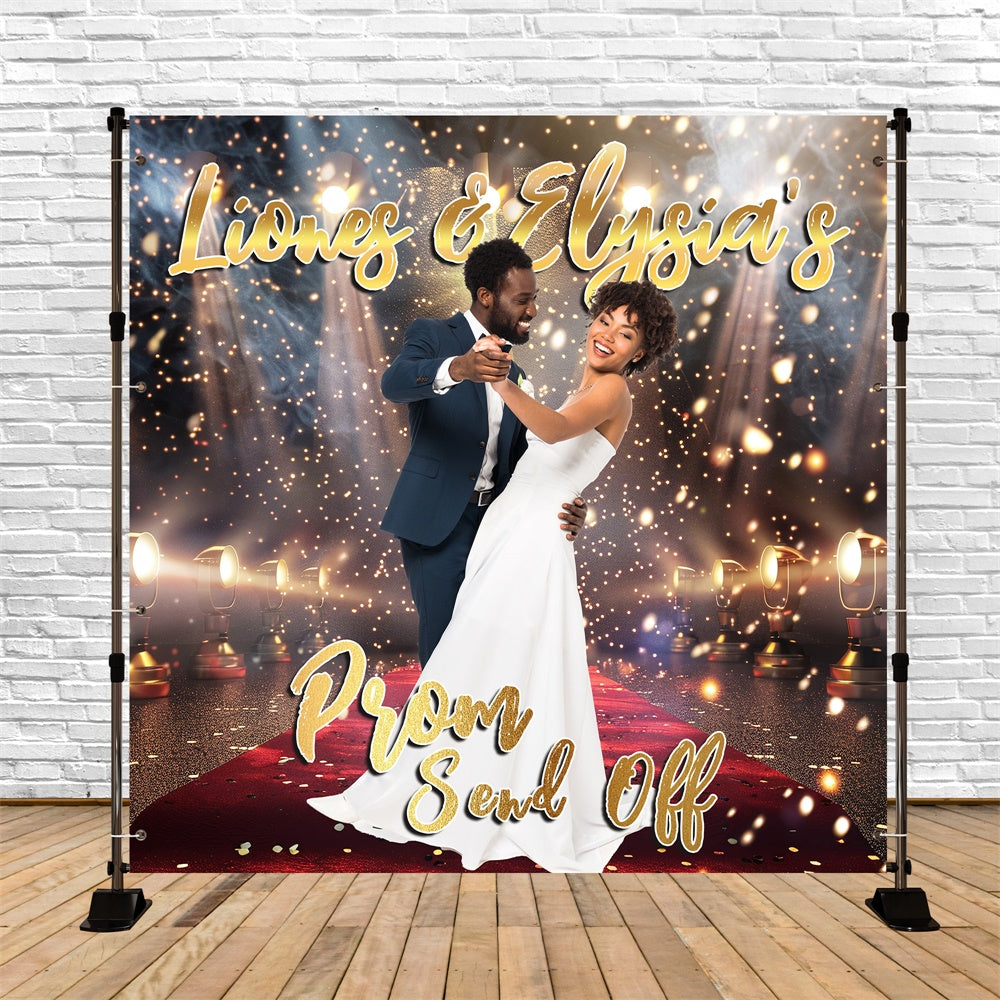 Prom Backdrop Romantic Gold Spotlight Personalized Graduation Party Backdrop UK MRR5-38