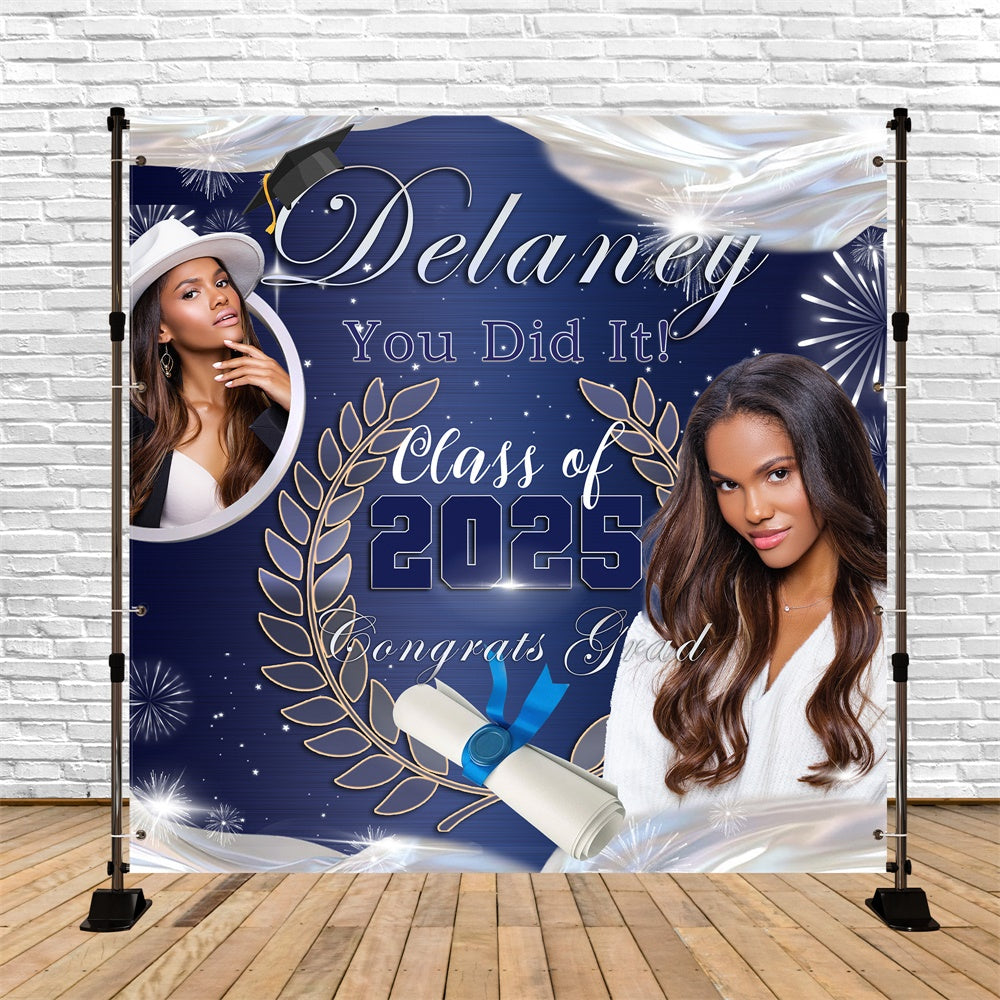 Graduated Backdrop Fireworks Night Backdrop Custom Graduation Party Backdrop UK MRR5-4