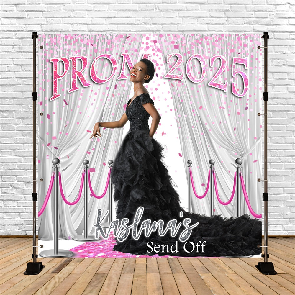 Prom Backdrops Confetti White Curtain Customized Graduation Party Backdrop UK MRR5-40