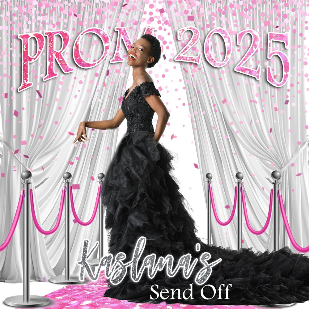 Prom Backdrops Confetti White Curtain Customized Graduation Party Backdrop UK MRR5-40