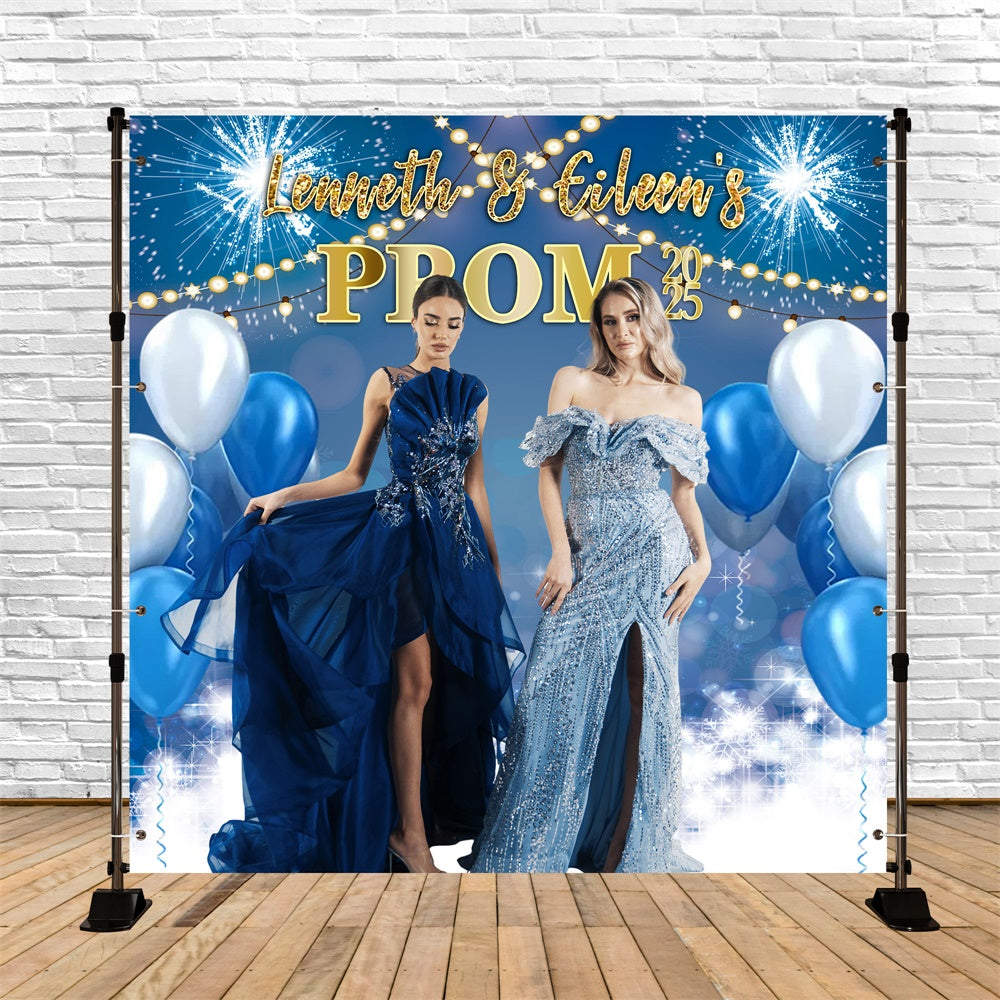 Prom 2025 Backdrop Stylish Blue Balloon Custom Graduation Party Backdrop UK MRR5-44