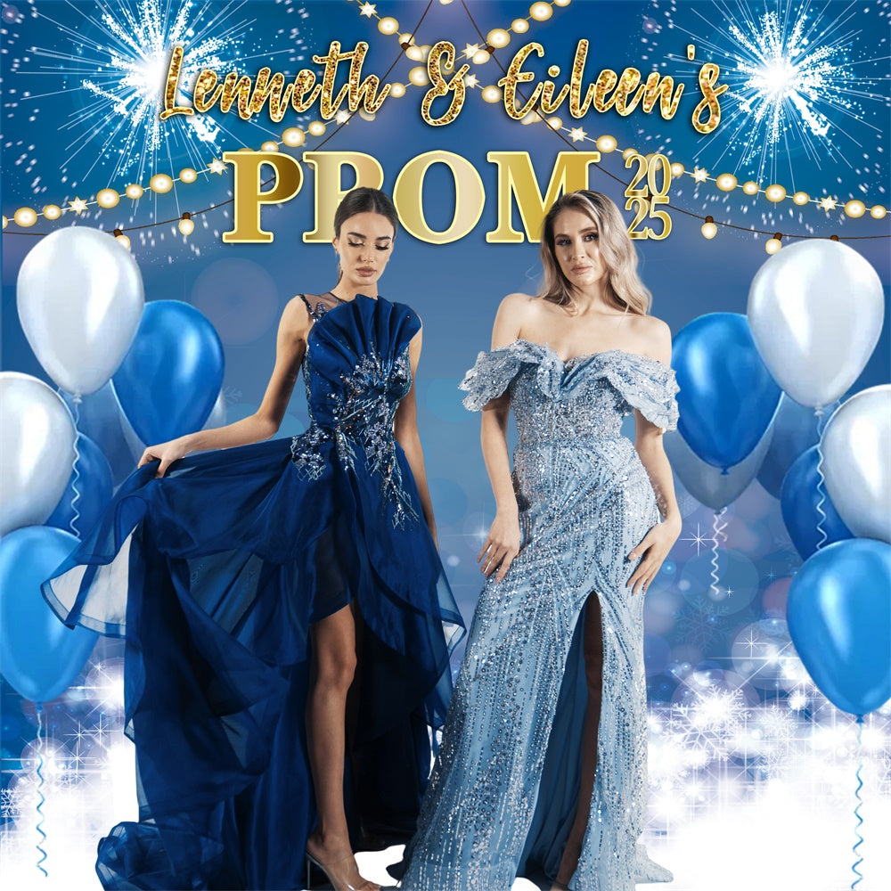 Prom 2025 Backdrop Stylish Blue Balloon Custom Graduation Party Backdrop UK MRR5-44