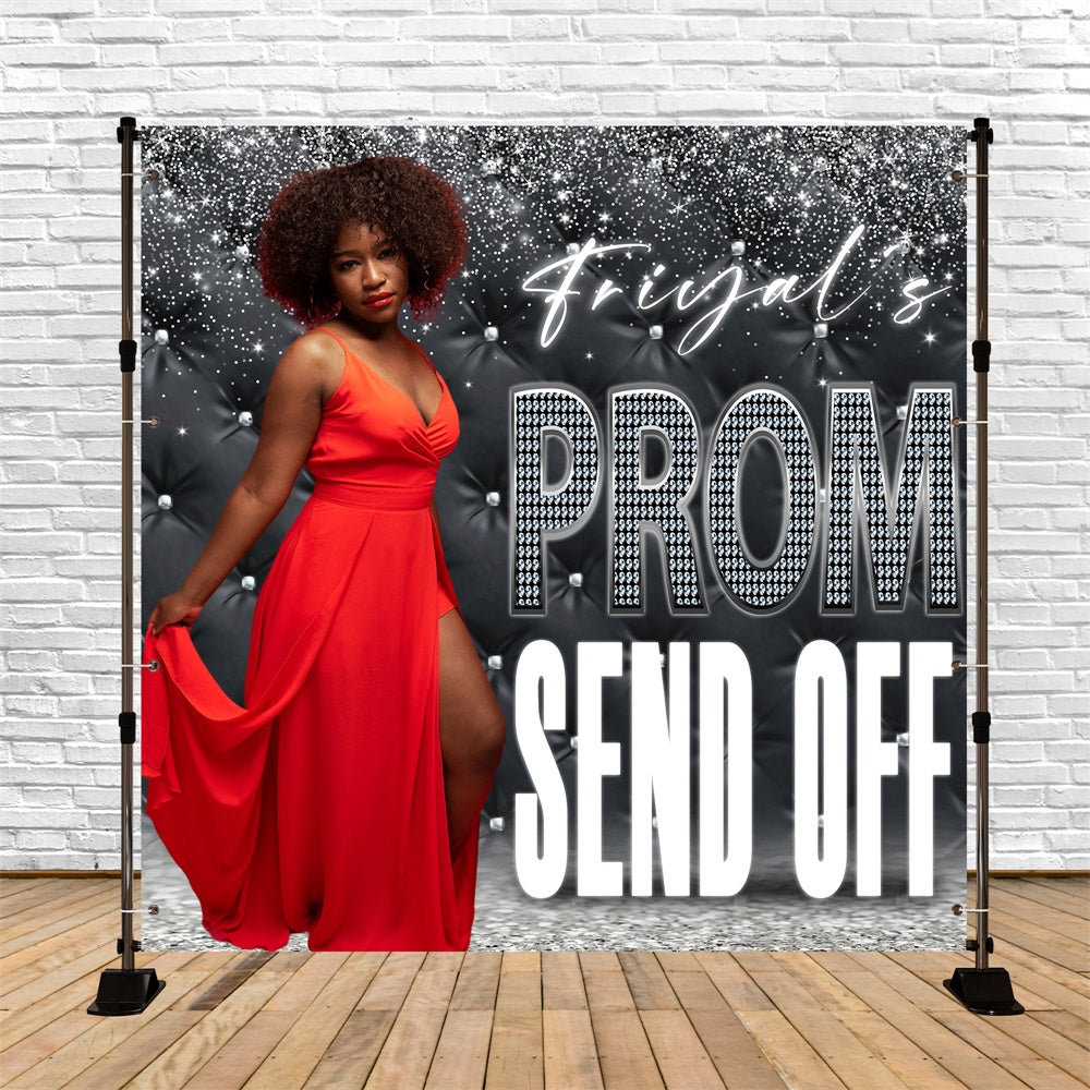 Prom 2025 Backdrop Shiny Silver Glitter Custom Graduation Party Backdrop UK MRR5-53