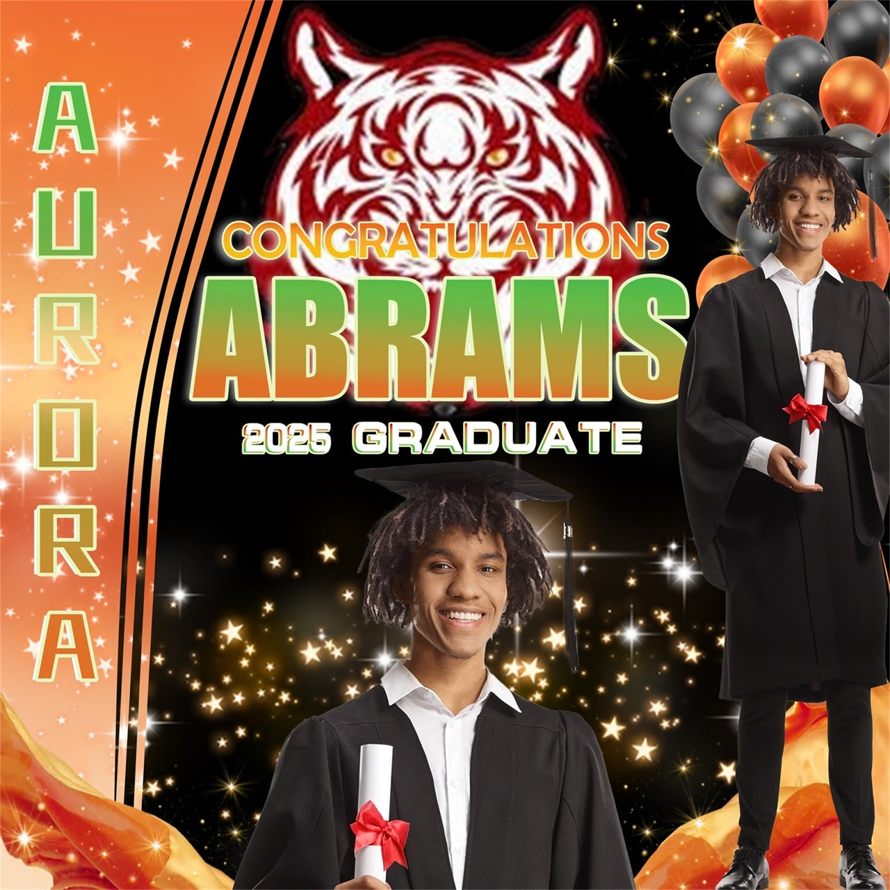 Customized Graduation Backdrop Sparkling Stars Graduation Party Backdrop UK MRR5-6