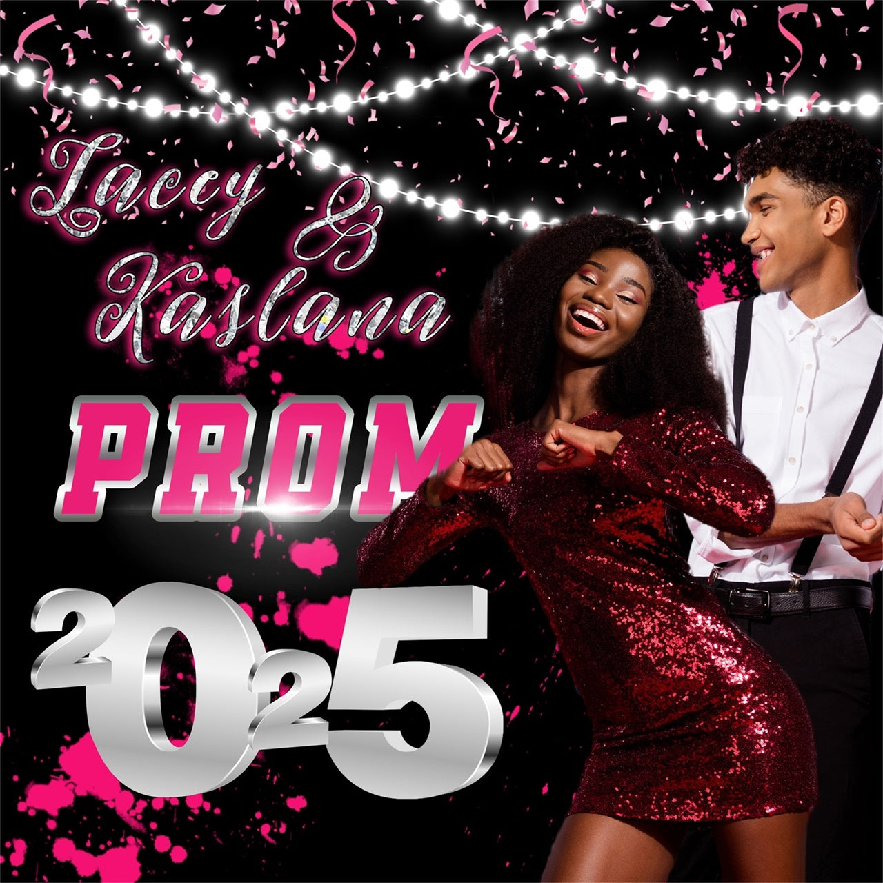 Prom Backdrop Pink Confetti Sparkle Personalized Graduation Party Backdrop UK MRR5-8