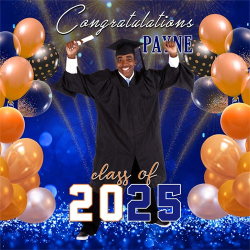 Backdrop Graduation Energetic Balloon Personalized Party Graduation Backdrop UK MRR6-39