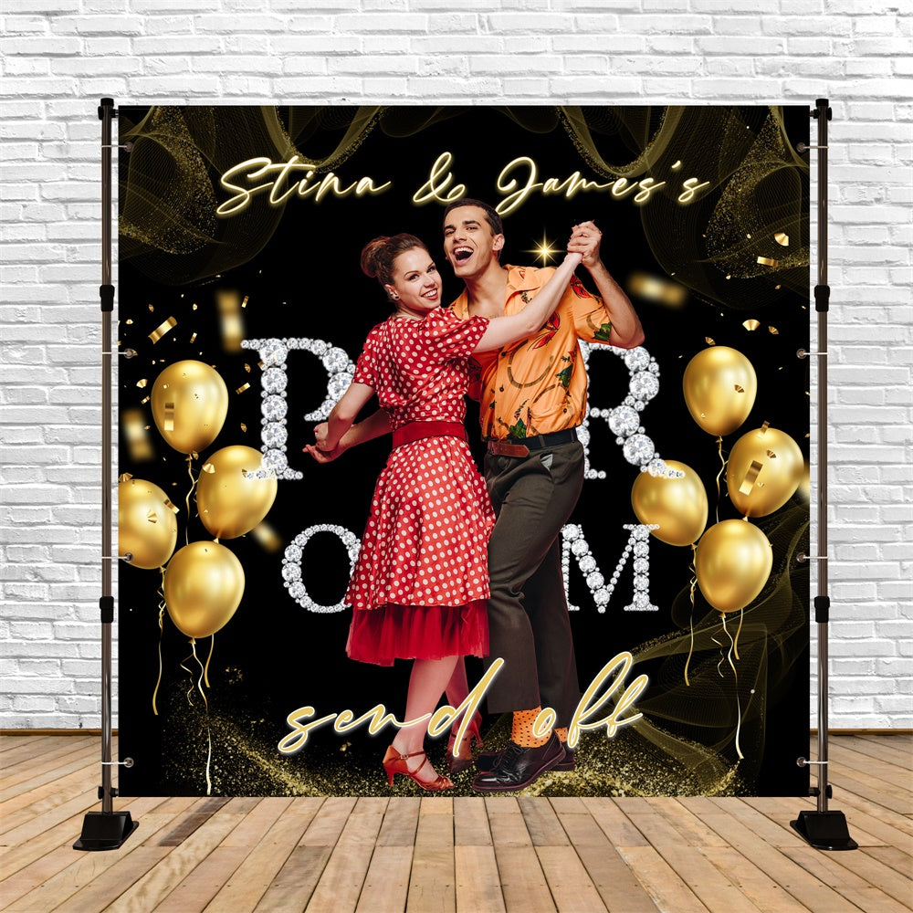 Prom Backdrop Ideas Golden Swing Night Custom Party Graduation Backdrop UK MRR6-40