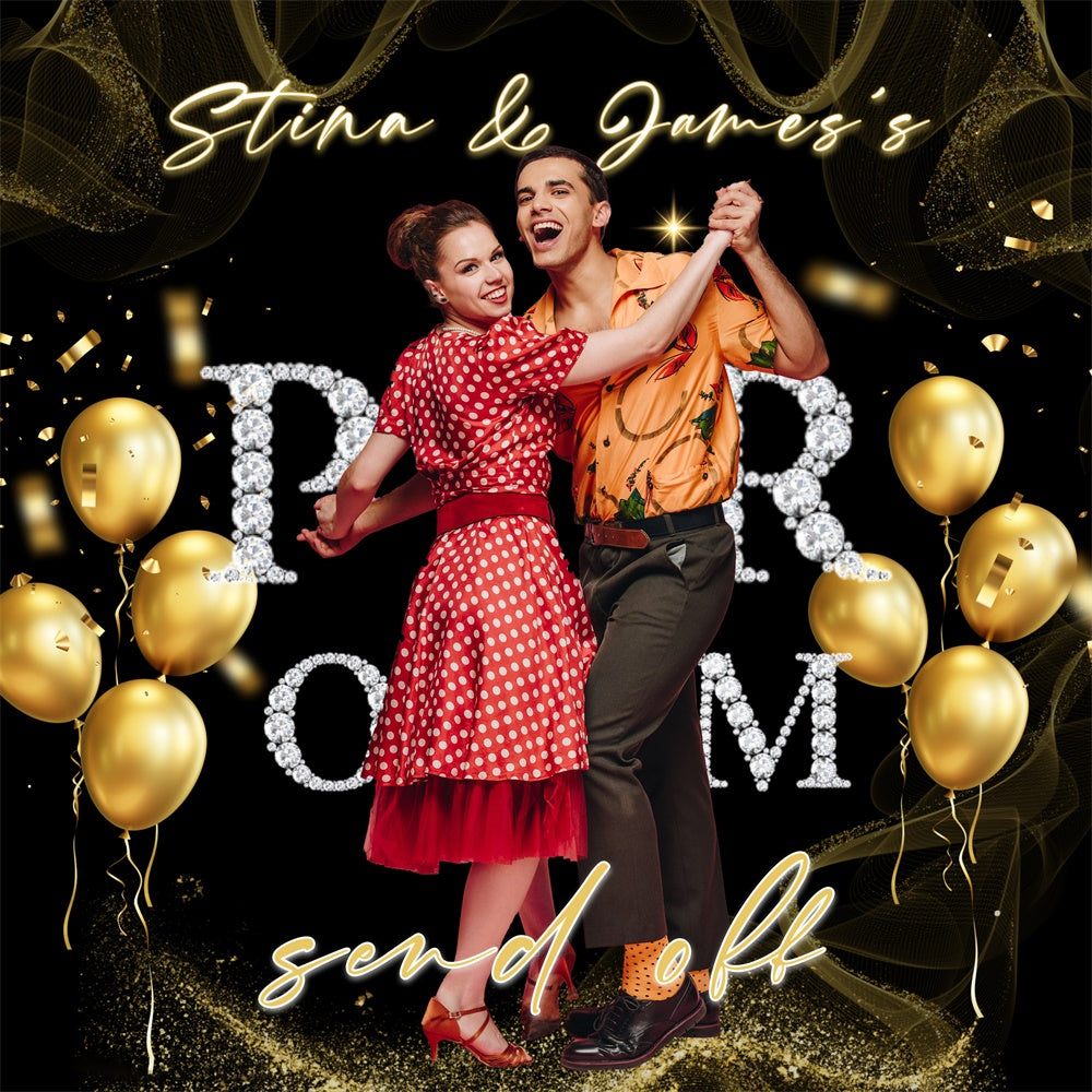 Prom Backdrop Ideas Golden Swing Night Custom Party Graduation Backdrop UK MRR6-40