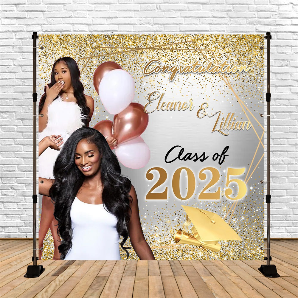 Personalized Graduation Backdrop Elegant Sparkle Party Graduation Backdrop UK MRR6-8