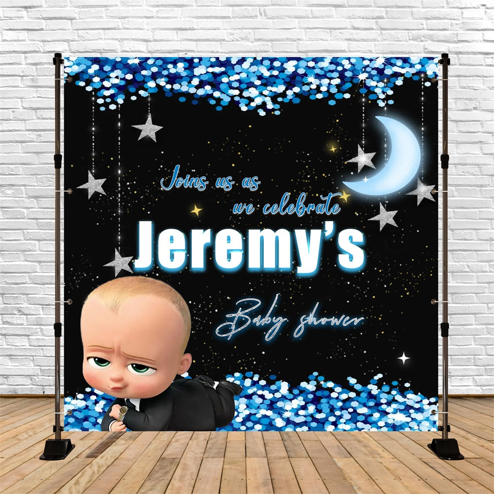 Moon Backdrop Baby Shower Midnight Sparkle Customized Backdrop UK MRR7-1