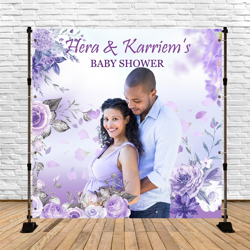 Baby Shower Backdrop Purple Bloom Romance Custom Backdrop UK MRR7-10