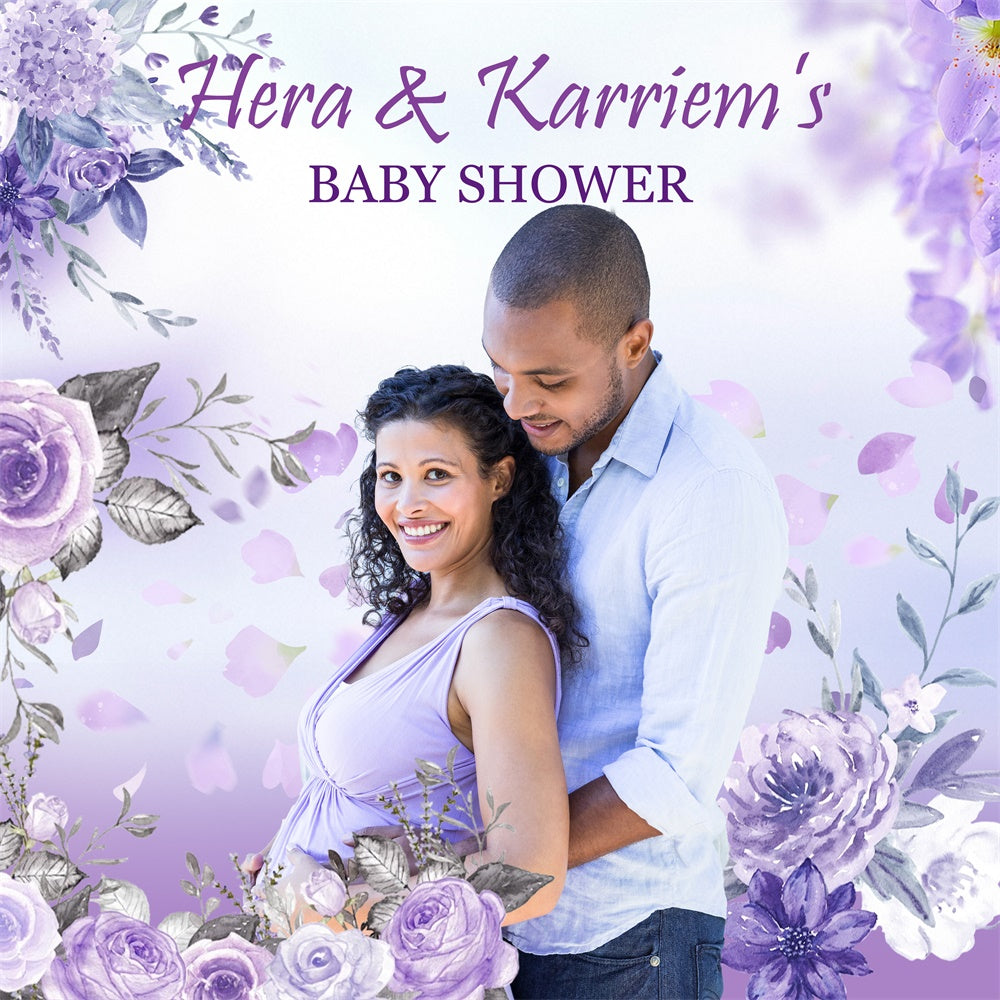 Baby Shower Backdrop Purple Bloom Romance Custom Backdrop UK MRR7-10