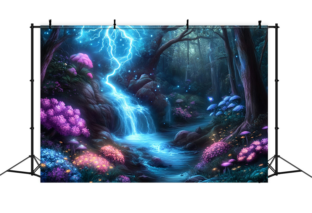 Magical Forest Backdrop Glowing Thunder Cascade Backdrop UK MRR7-101