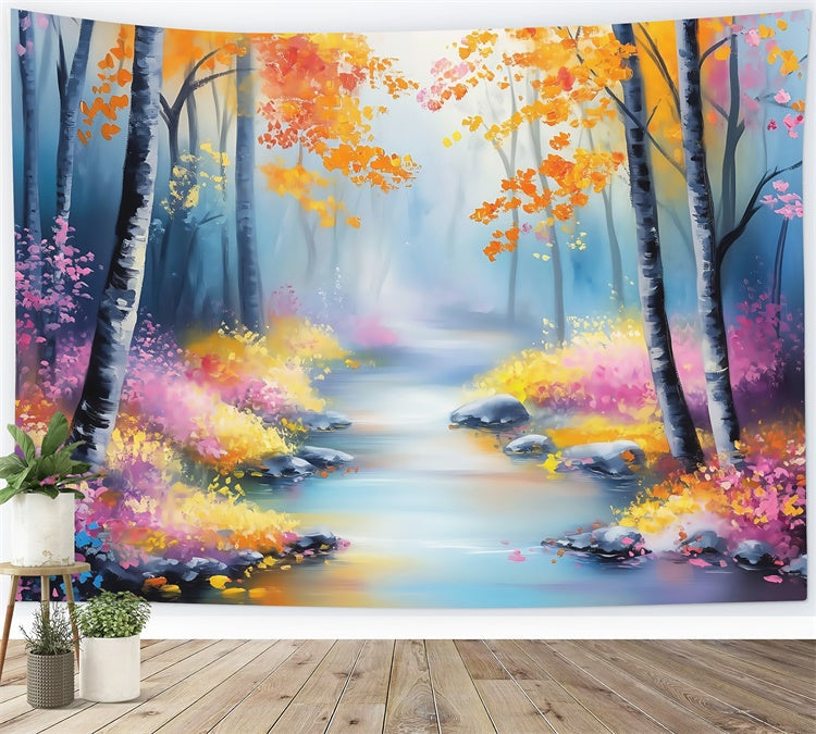 Fantasy Forest Backdrop Pastel Leaf Stream Backdrop UK MRR7-104