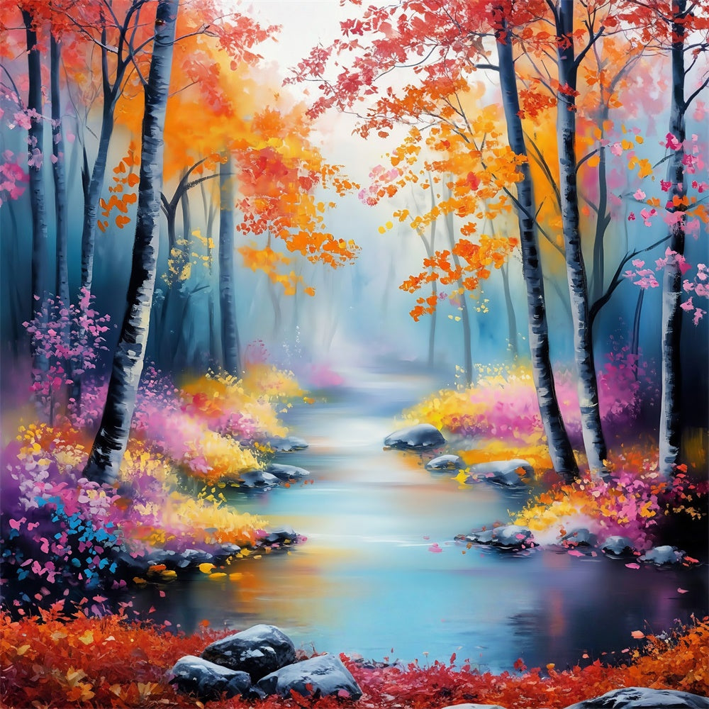 Fantasy Forest Backdrop Pastel Leaf Stream Backdrop UK MRR7-104