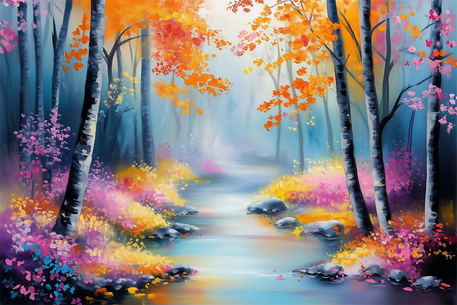 Fantasy Forest Backdrop Pastel Leaf Stream Backdrop UK MRR7-104