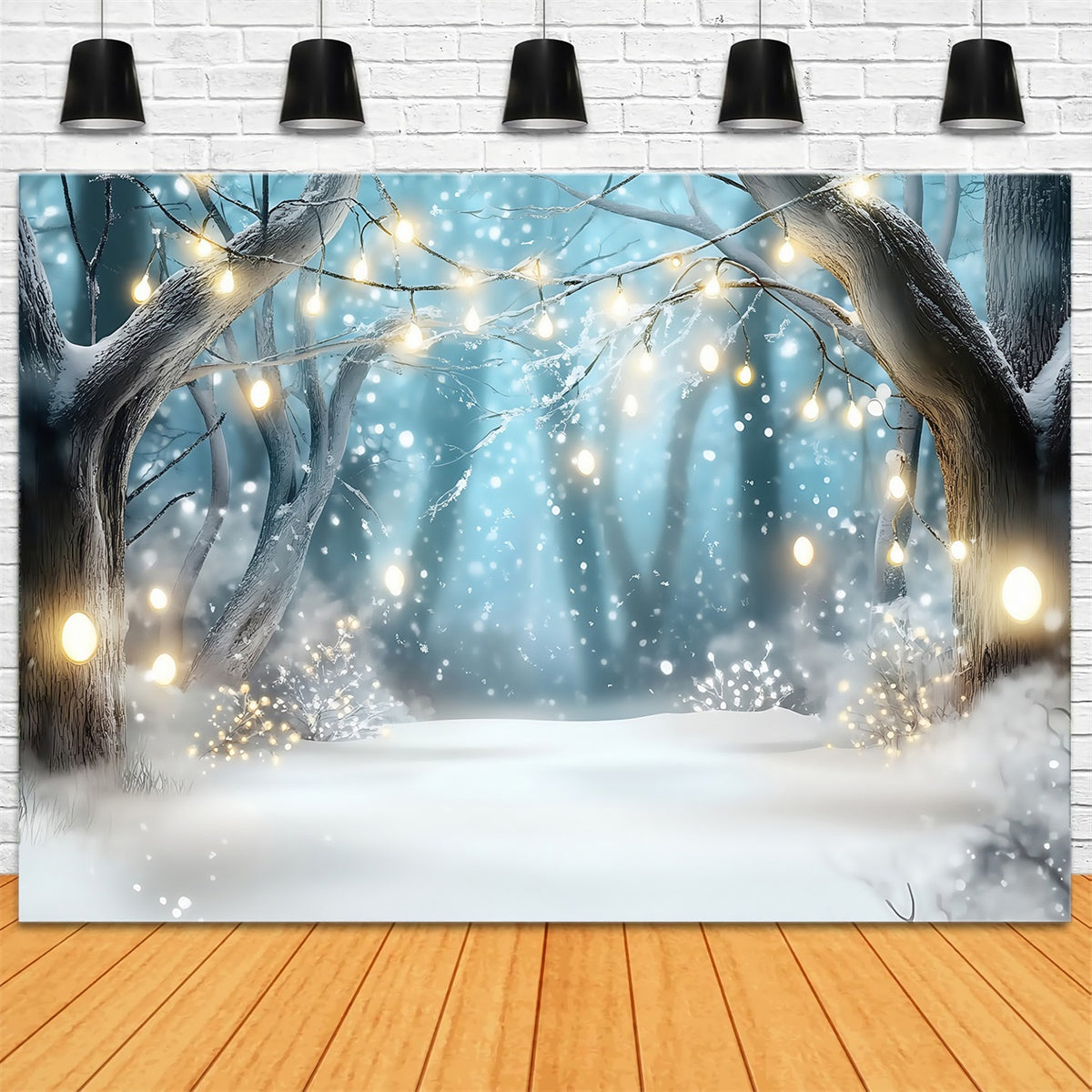Winter Forest Backdrop Enchanted Snow Glow Backdrop UK MRR7-108