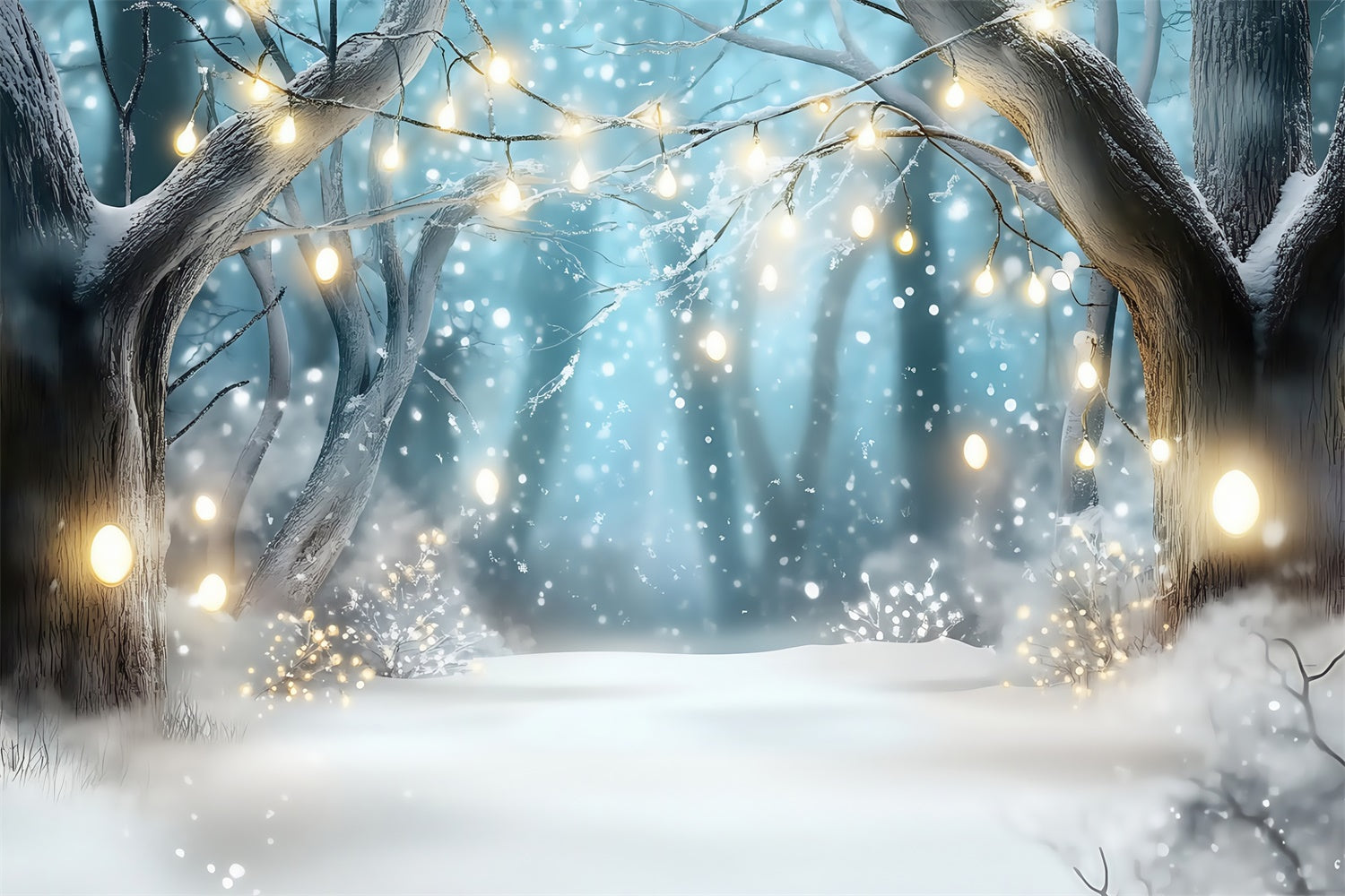 Winter Forest Backdrop Enchanted Snow Glow Backdrop UK MRR7-108
