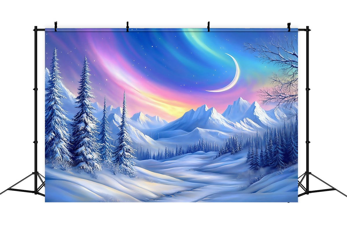 Snow Forest Backdrop Winter Crescent Wonderland Backdrop UK MRR7-109