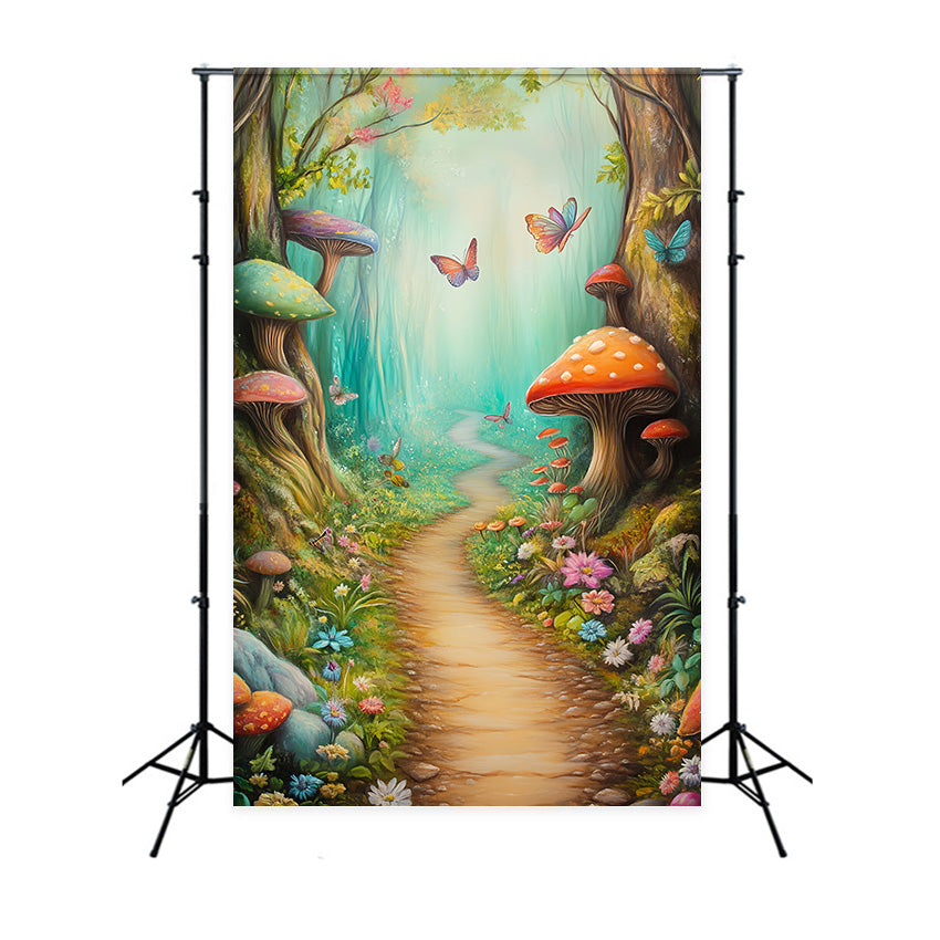 Fairy Forest Backdrop Butterfly Trail Mushroom Backdrop UK MRR7-110