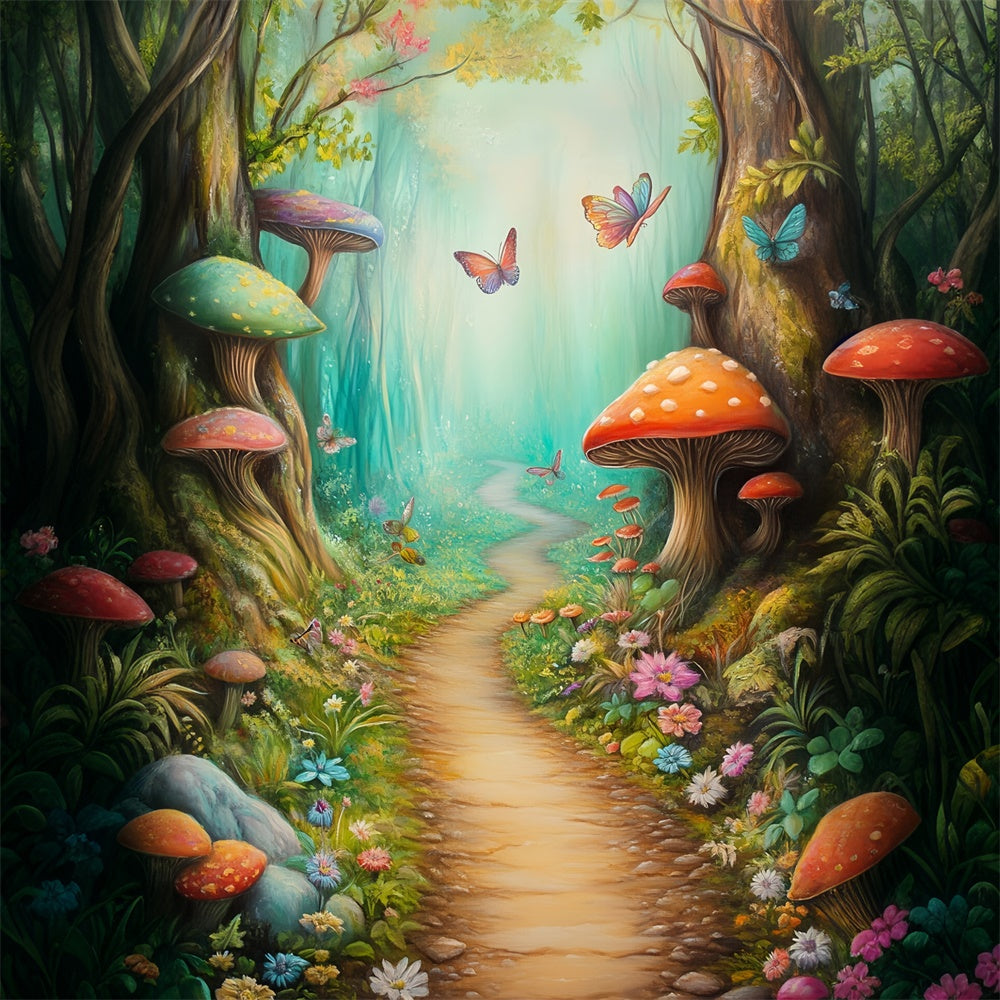Fairy Forest Backdrop Butterfly Trail Mushroom Backdrop UK MRR7-110